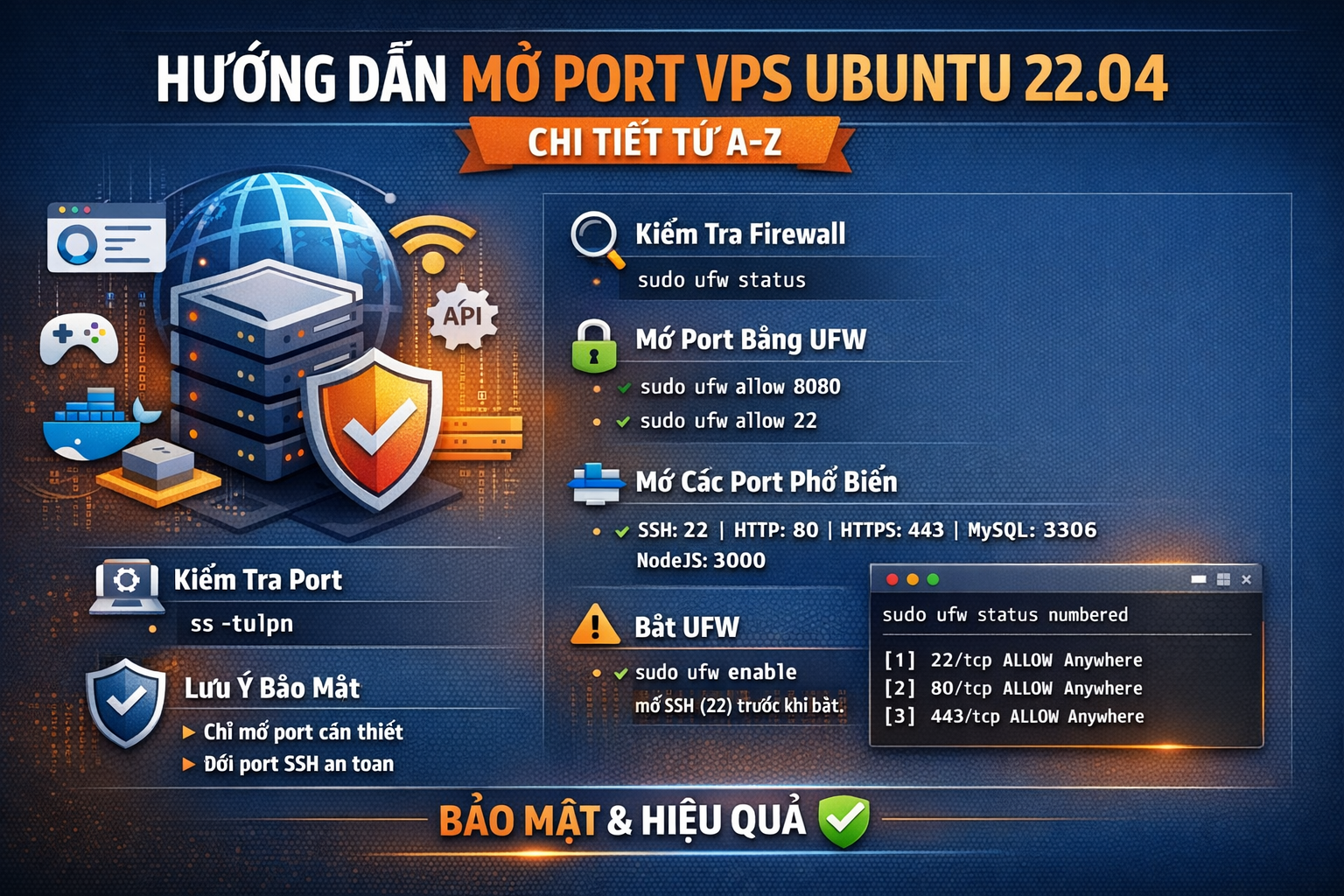 Hướng Dẫn Mở Port VPS Ubuntu 22.04 Chi Tiết Từ A–Z